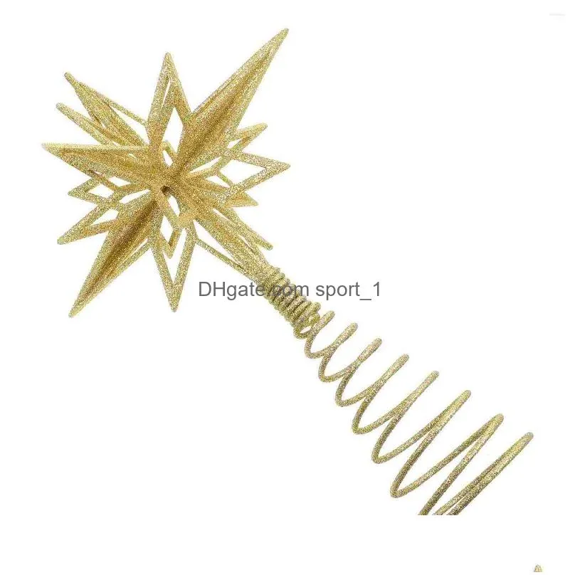 christmas decorations tree topper star golden decor treetop hollow adornment gold festival ornament ribbon