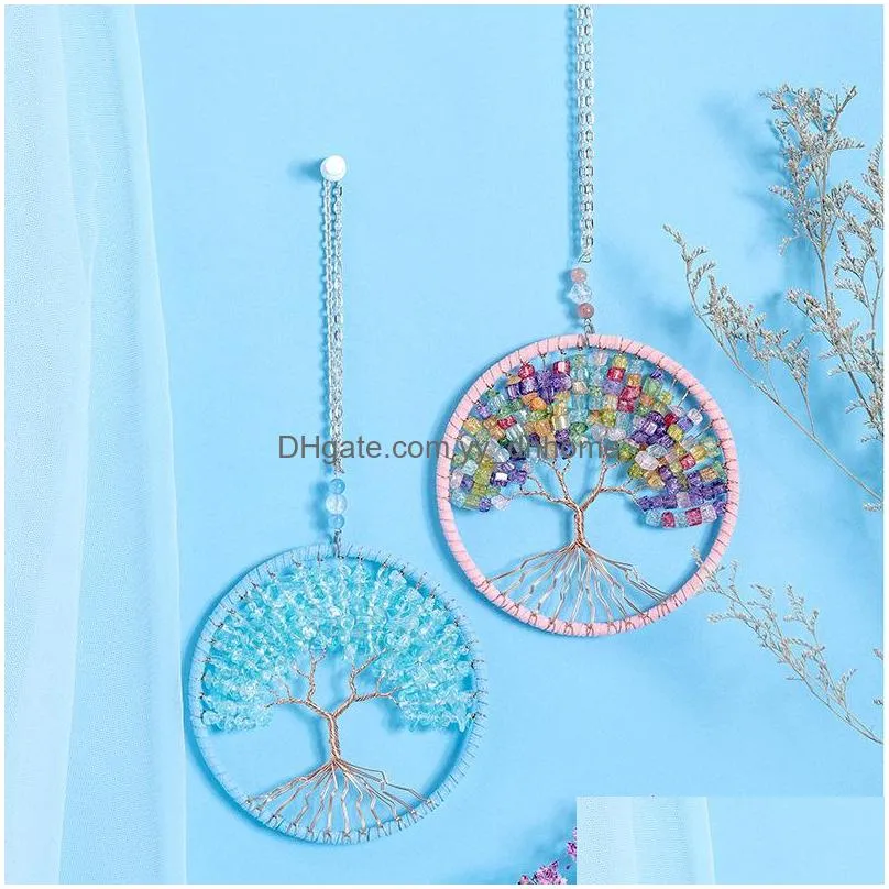 national tree of life home decor wall hang hand made dream catcher christmas ornament decoration blue purple