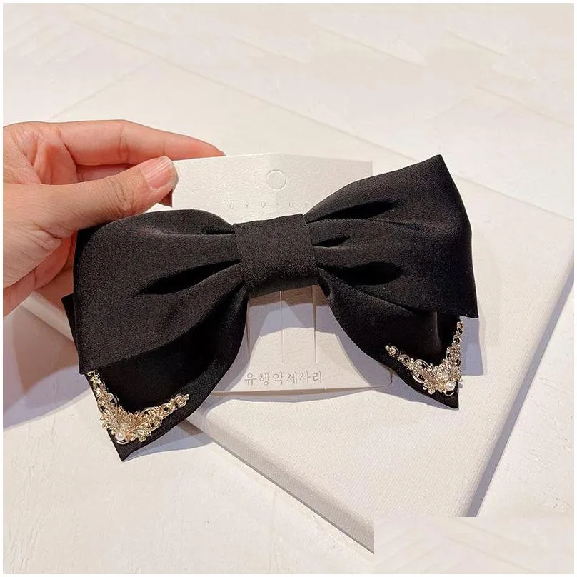 barrettes palace style high luxury bow hairpin design sense of elegance top head hair spring clip hair accessories