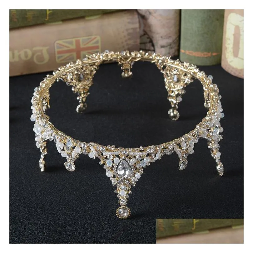shallow jin bai drill crystals wedding tiaras and crowns bridal tiaras accessories full small pearls bridal tiaras crowns hg859