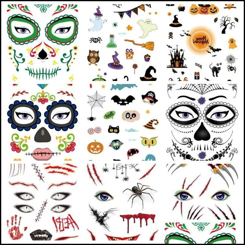christmas face and scar tattoo sticker halloween flower stickers interesting face paste unisex party birthday supply 0 9rc h1