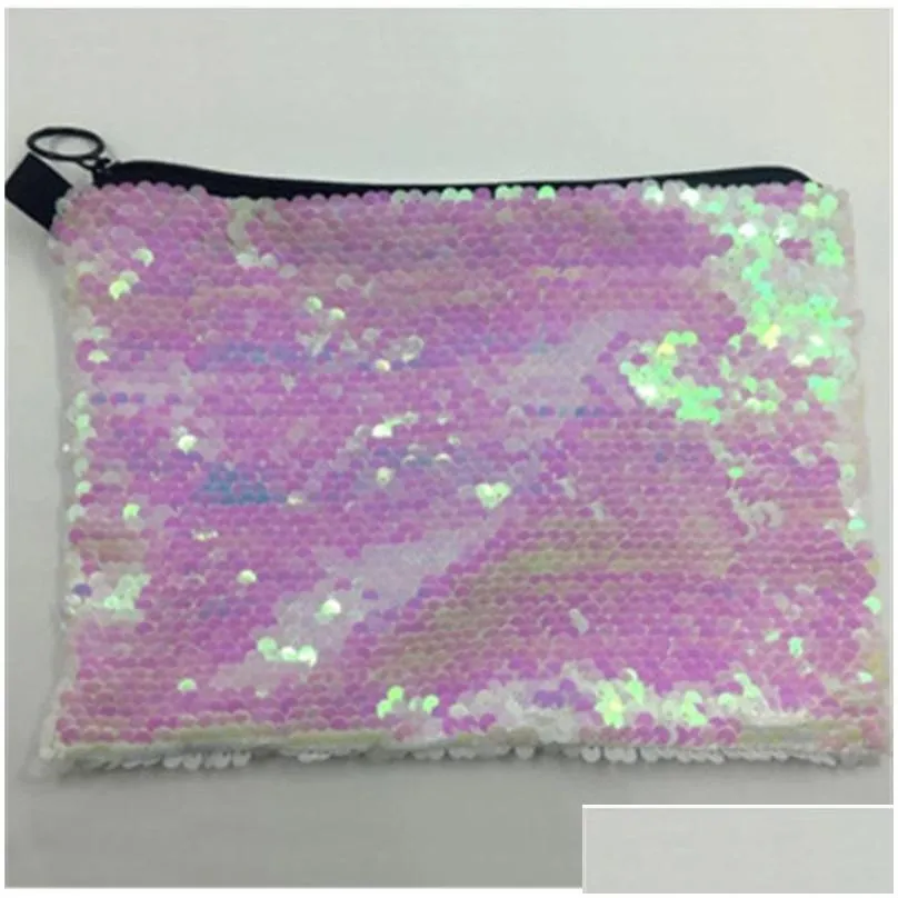 sublimation blank women cosmetic bag lady fashion portable mermaid sequins coin purse thermal transfer printing 5 5yj j2