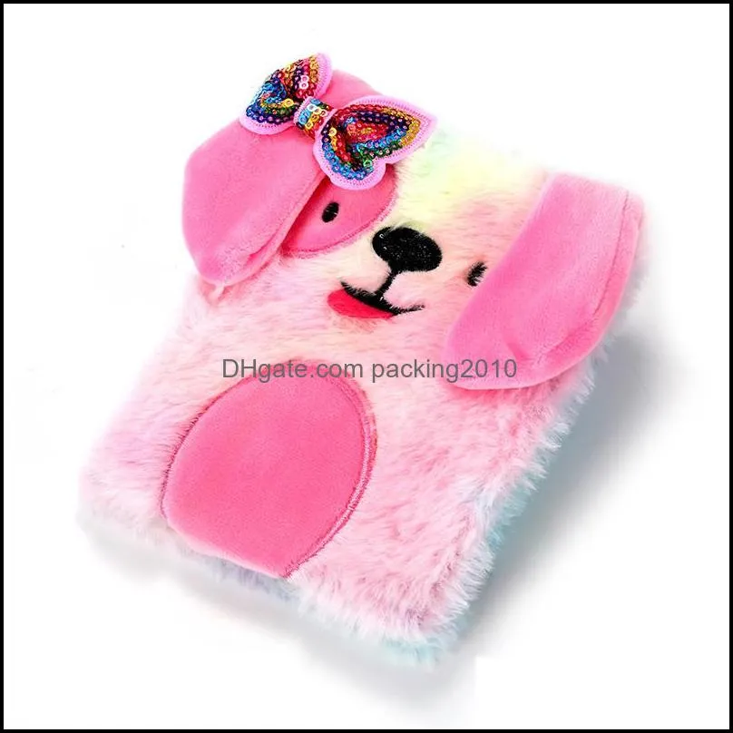 child plush bows notebooks cartoon dogs lovable student fond gradient diary birthday gift notepads supplie new arrival 7 8sm e2