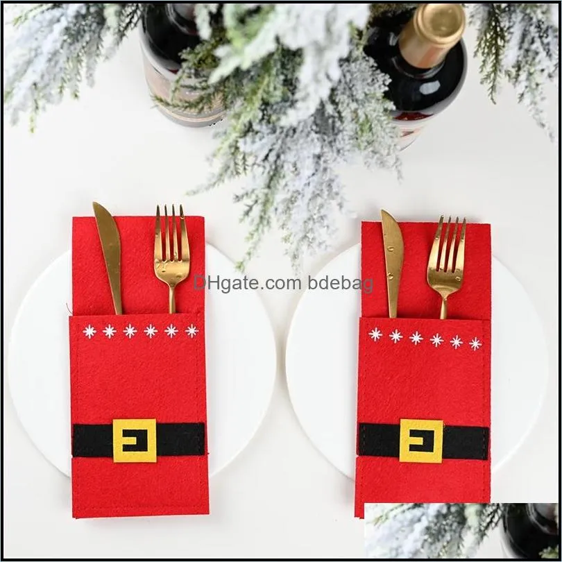 novely christmas dinnerware bag santa claus belt styles knife and fork cutlery holders table flatware cover of home xmas party1 6hq e1