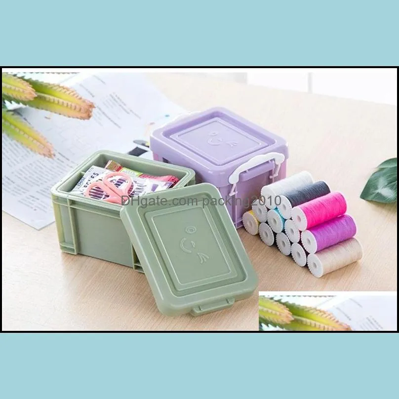 multi function storage boxes kits colourful portable household needle threads box set 15pcs sewing kit diy tool 5 7bx c