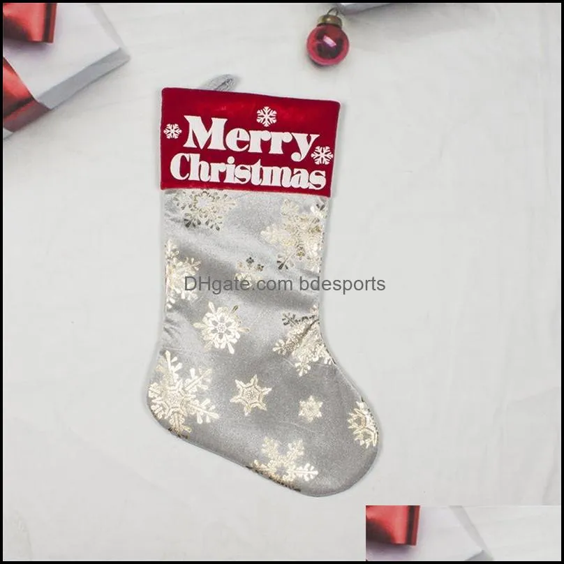home decor christmas socks gift bag golden silver snowflake pattern christmas decoration supplies novelty gifts 10 9fy d3