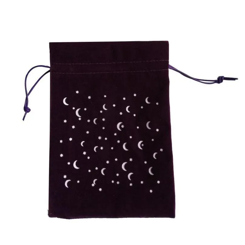 gift packaging bag flannelette drawstring soft cloth bags jewellery storage pouch thick stars moon printed black purple 4ms