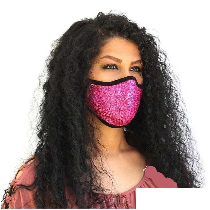 sequins mascherines flash pm 2.5 protect dust face mask custom breathing folding respirator fashion reusable kid adult 6xb c2