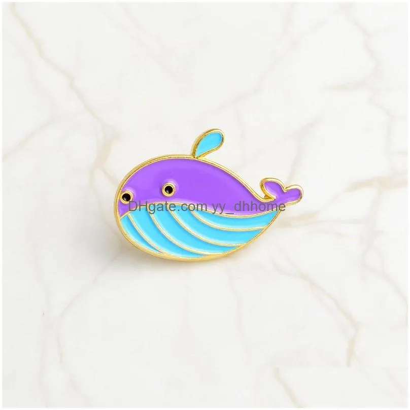 enamel cartoon sea shark whale brooch pins lapel pin for women men top dress cosage fashion jewelry
