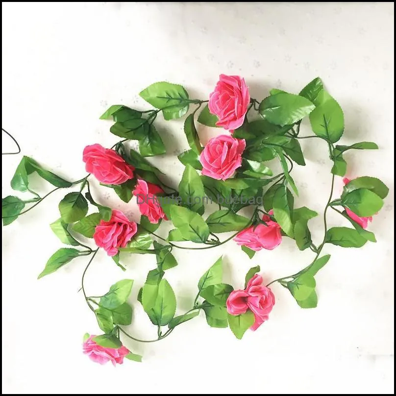 home fashion artificial flowers leaves 2.45m fake rose flower vines string with green for wedding party decorations multi color 3 5ql