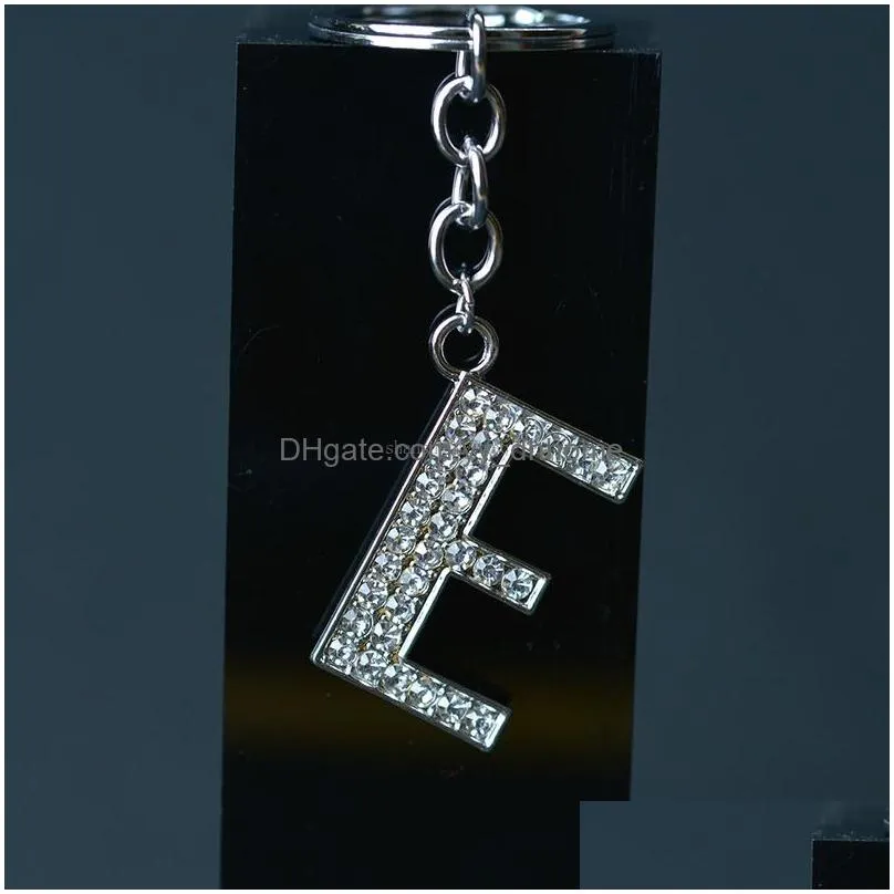 crystal english initial keychain key rings letter charm key holders handbag pendant fashion jewelry gift gift