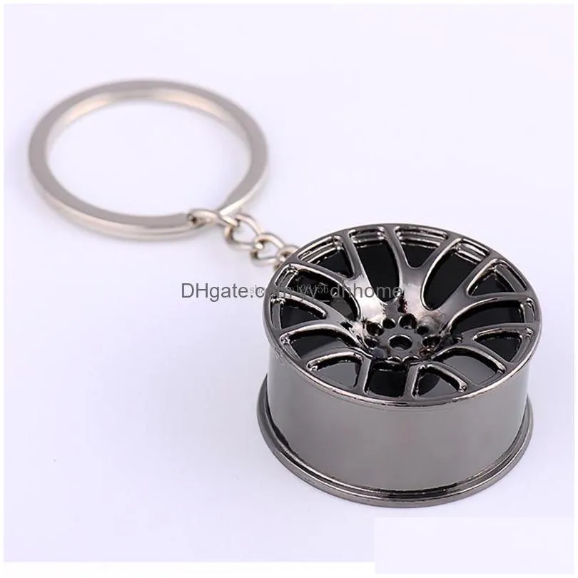 wheel hub key rings metal sports car keychain holder pendant silver gold fashion jewelry bag hangs