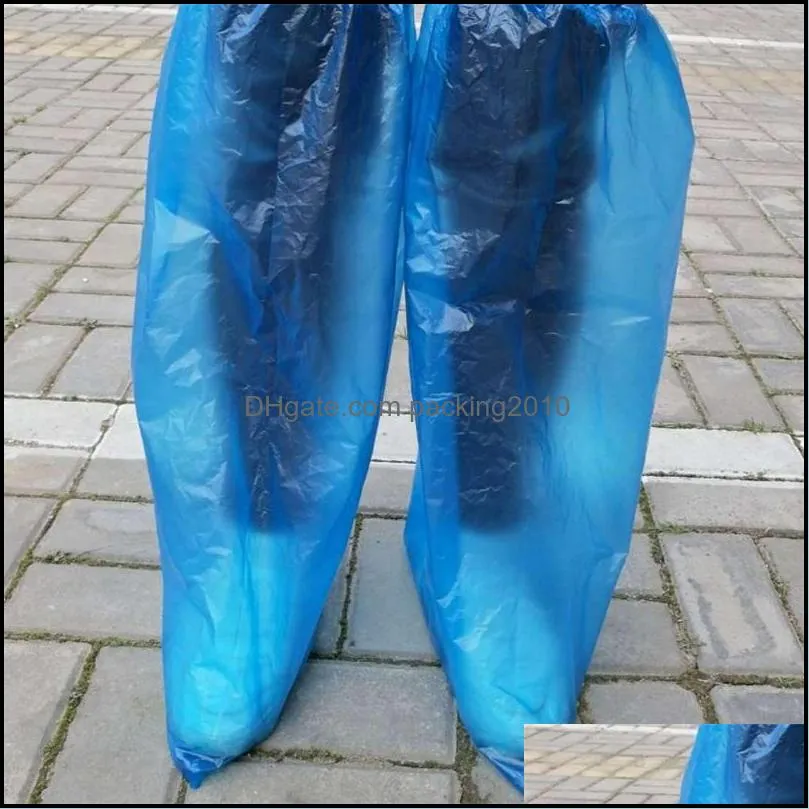 outdoor long style disposable shoes cover plastics blue colors boot covers safety overshoes fit indoor carpet floor 0 3yq e19