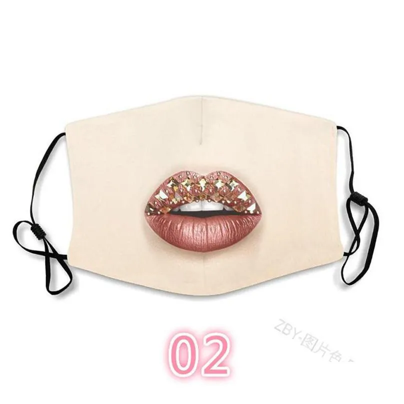 mouths teeth lip dust face masks crystal printed cotton mascarilla washable custom breathable mascherine fashion kids adult 3xb c2