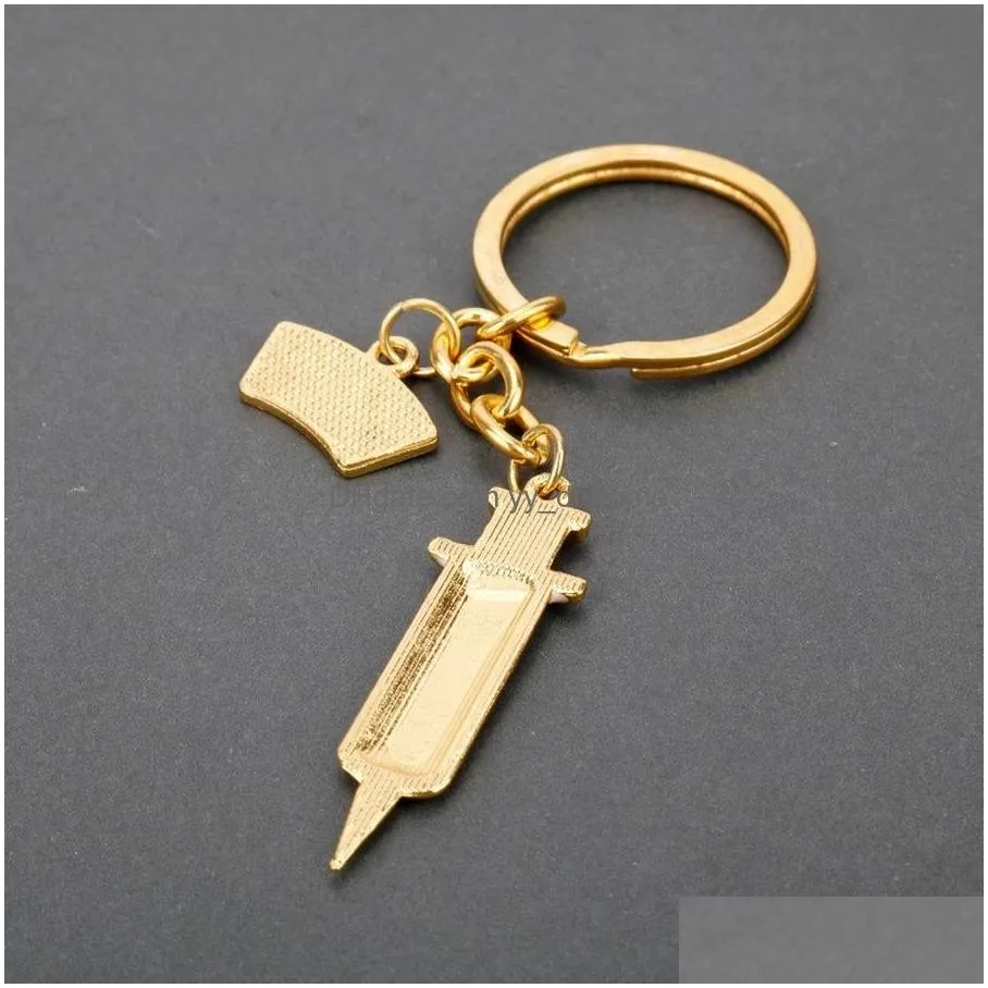 metal nurse injector echometer charm key ring gold keychain hangbag hangs fashion jewelry