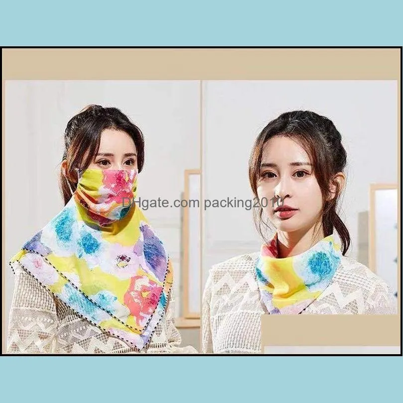 fashion windproof scarf face masks soft chiffon flower print warm neckerchief sunscreen mouth mask for womens ladies 4 1yr e1