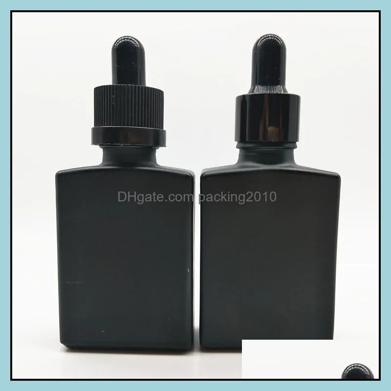 30ml frosting essential oil bottle solid black pipette dropper square perfume liquid glass packing bottles rectangular new 1 1yb m2