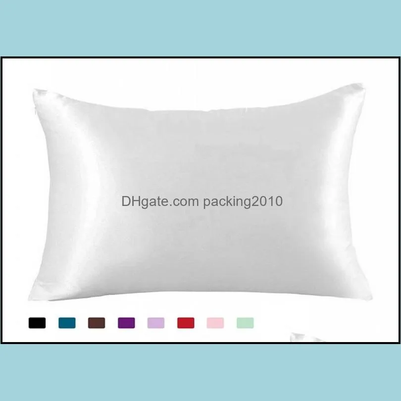 pillow case satin pure color silk cushion single person pillows single packing simplicity cover factory direct selling 7 91xx p1