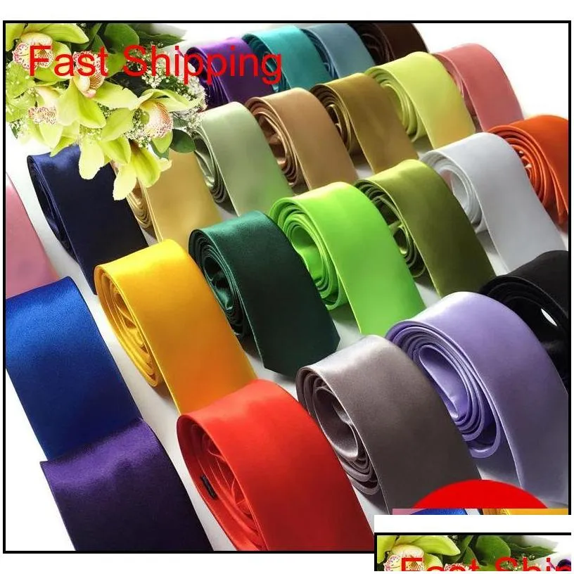 35 colors students fashion mens skinny 5cm solid color plain satin tie necktie wedding neck ties slim c qyljnr queen66