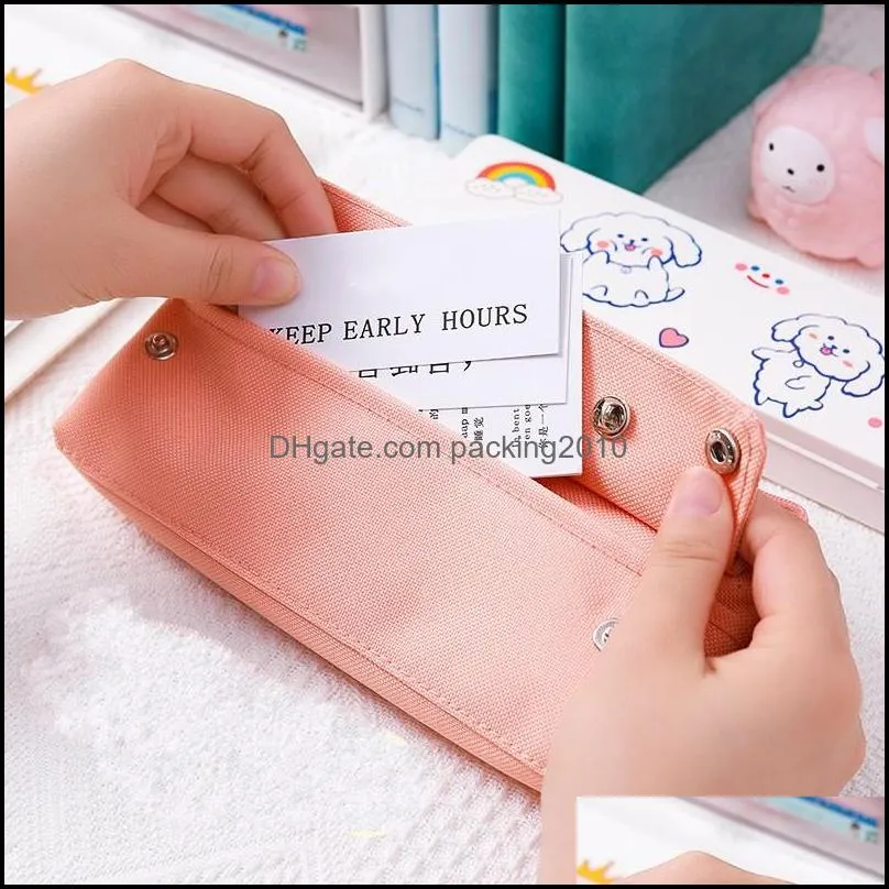 oxford cloth pencil case kawaii student stationery box pen bag pouch school supplies white pink green yellow 898 b3