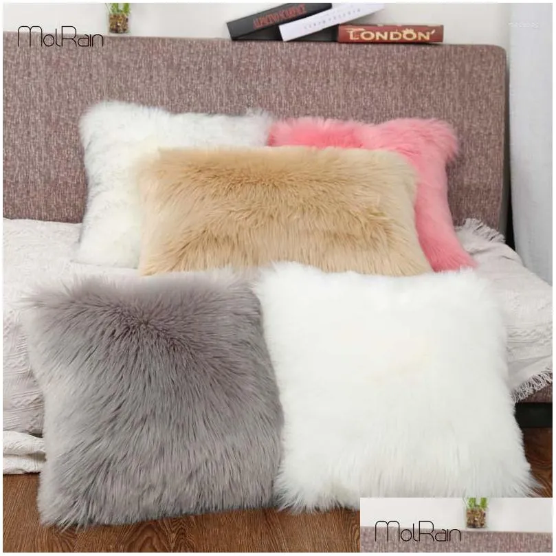 pillow fluffy long plush pillowcase wool s fur cover ins sofa bed pillows christmas decorations room throw