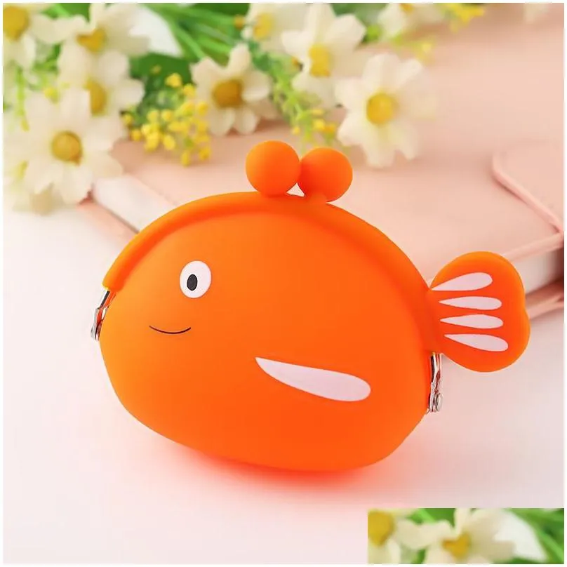 cartoon coin purse silicone fish shape multi color kids wallet child money bag for children day gifts 3 2bs e1