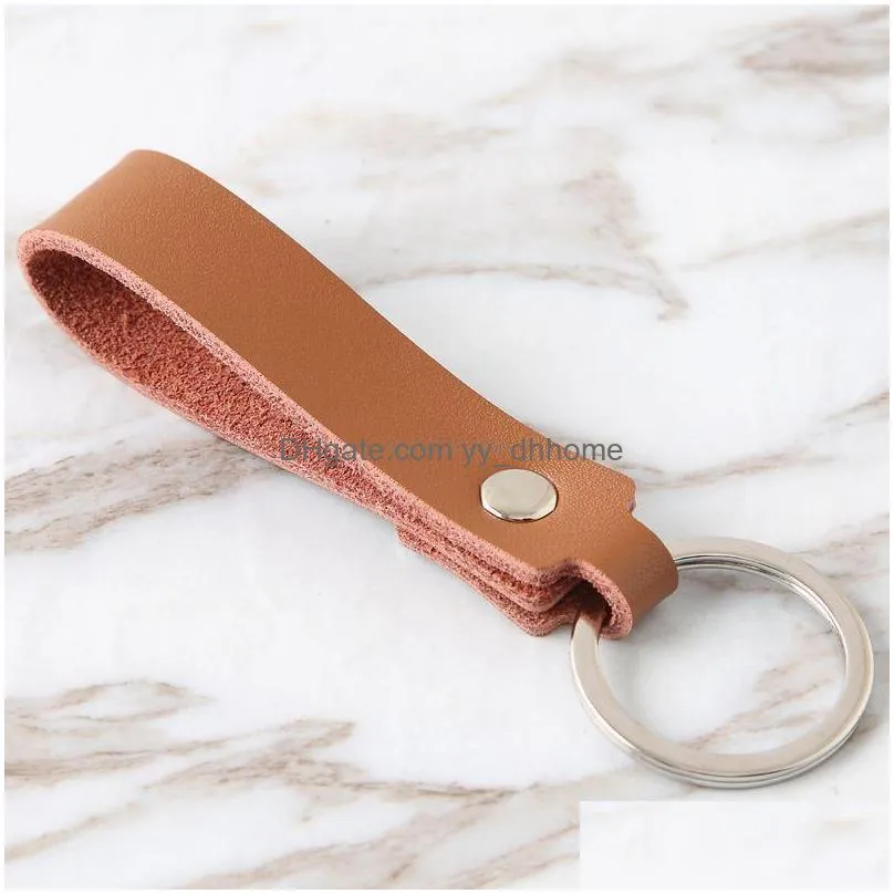 simple car keychain fashion retro leather keychain for men women key ring hangs fashion jewelry 