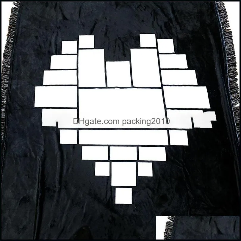 sublimation blank woollen blankets keep warm household rug love heart square blanket black simplicity 66ex4 p2