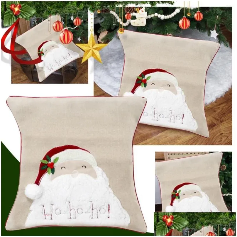 pillow christmas cotton linen alphabet embroidery decoration people cover