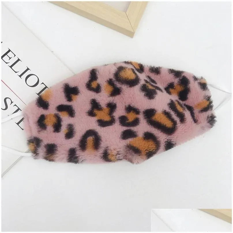 face mask fashion trend plush leopard winter warm windproof outdoor cycling masks washable reusable mouth 5 g2