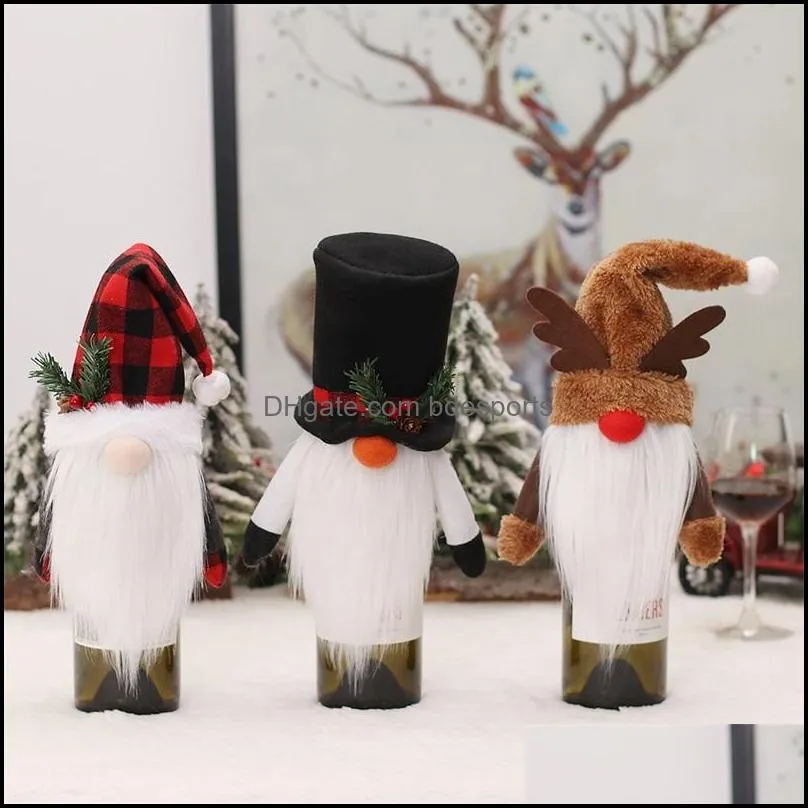 christmas party supplies cute christmas hats elk hat faceless old man wine bottle cover xmas gifts table home decor 6 2mg d3