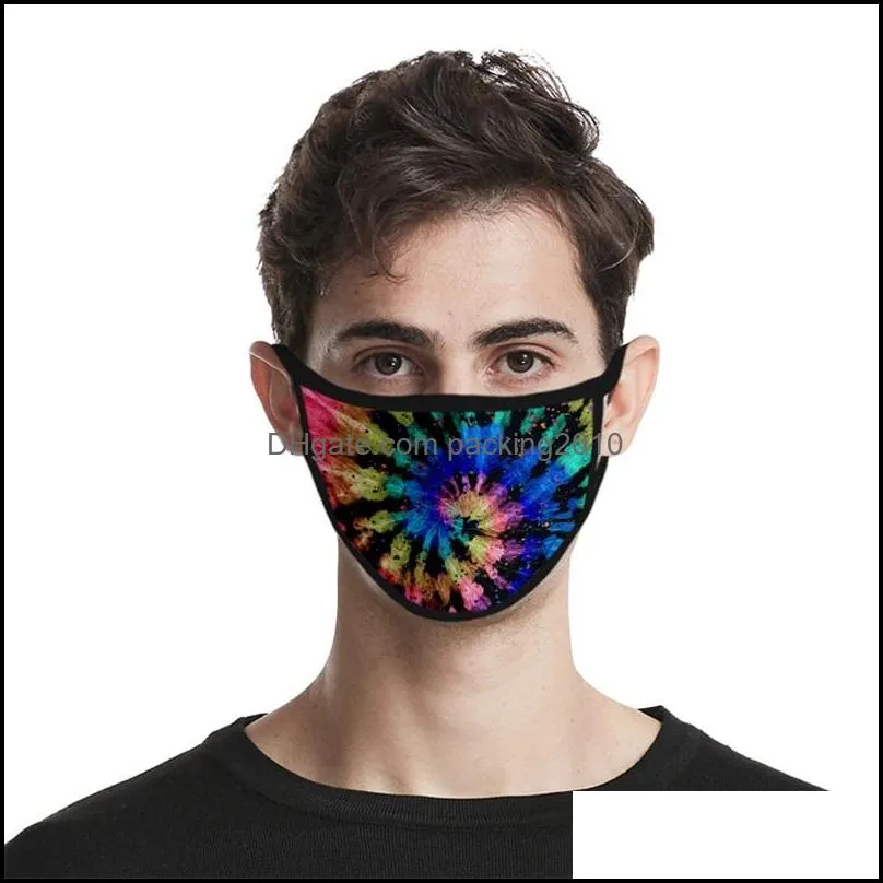 tie dyed gauze mask 3d ice silk cloth dustproof breathing mascarilla sport ski reusable washable hanging facemask fashion printing 2 2mld