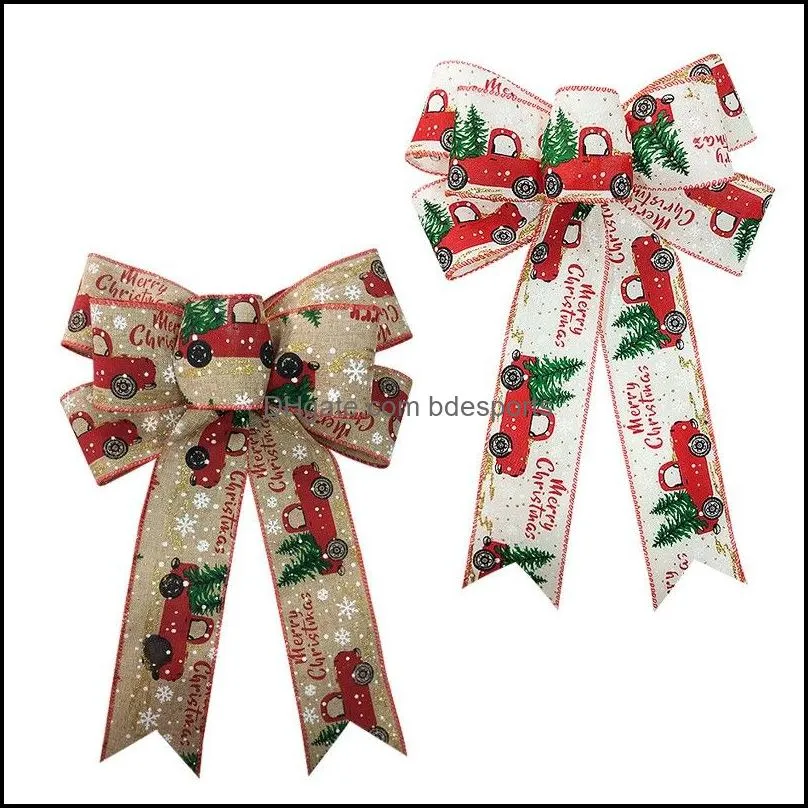 christmas decoration supplies ribbon bow christmas tree truck pattern ribbons bows ornament novelty gifts 4 6zx d3