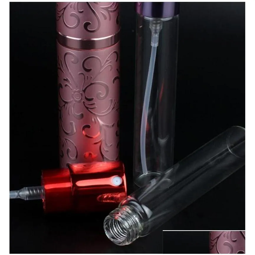 10ml aluminum perfume sub bottling bottles glass spray jars flower multicolor reusable eco friendly 6 5ab uu