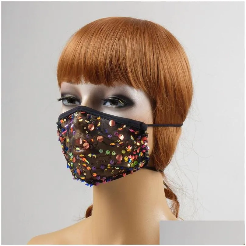 anti dust fashion mouth mascarilla sequin protection face mask lace recycling reusable respirator gauze cloth adult earloop 7rc b2