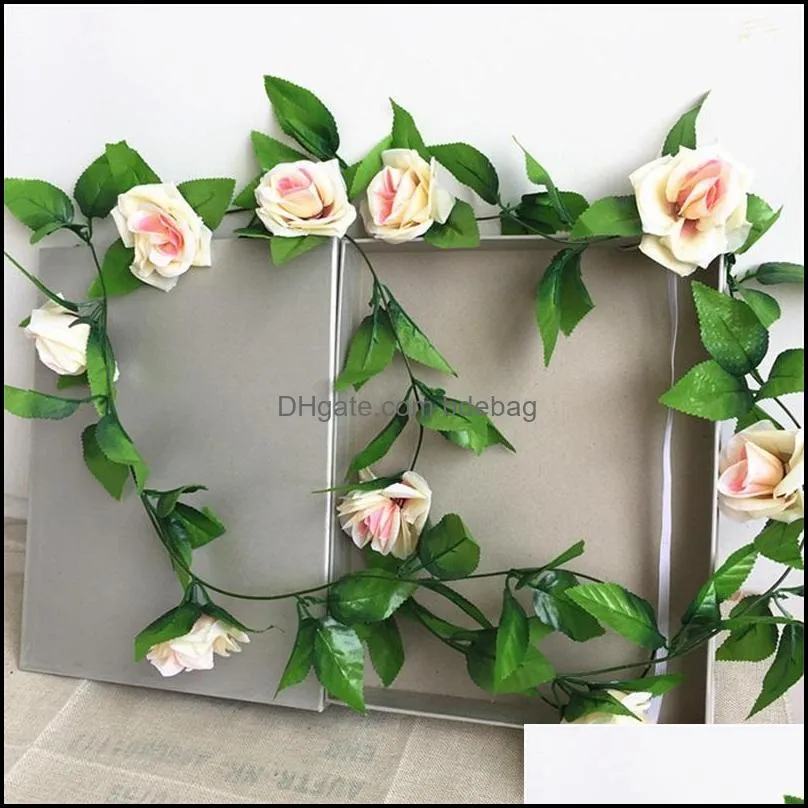 home fashion artificial flowers leaves 2.45m fake rose flower vines string with green for wedding party decorations multi color 3 5ql