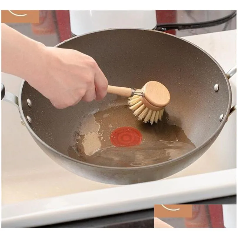 natural wooden accessories long handle pan pot brushes dish bowl washing cleaning brush replacement heads household kitchen cleani 114