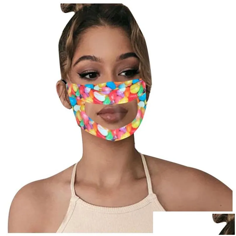 candy color fashion face mask anti dust breathable deaf mascarilla transparent protect mouth mute respirator adult foldable 7ml b2