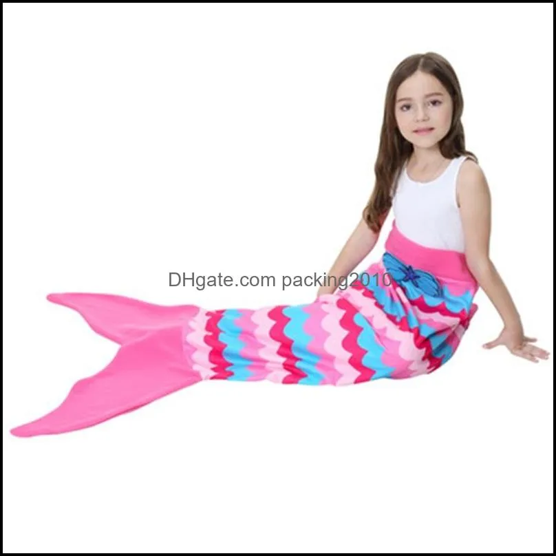 mermaid scale blankets with tail sleeping blanket pattern wave double layer velvet material children like beach towel fashion 43tsh1