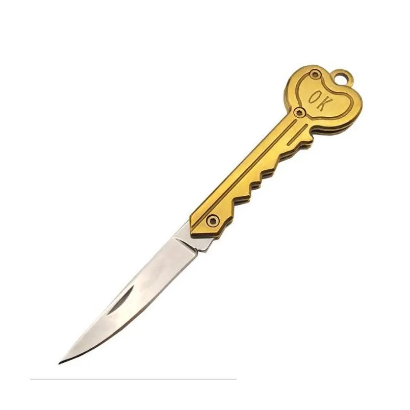key shape mini folding knife outdoor saber pocket fruit knife multifunctional key chain knife swiss selfdefense knives edc tool