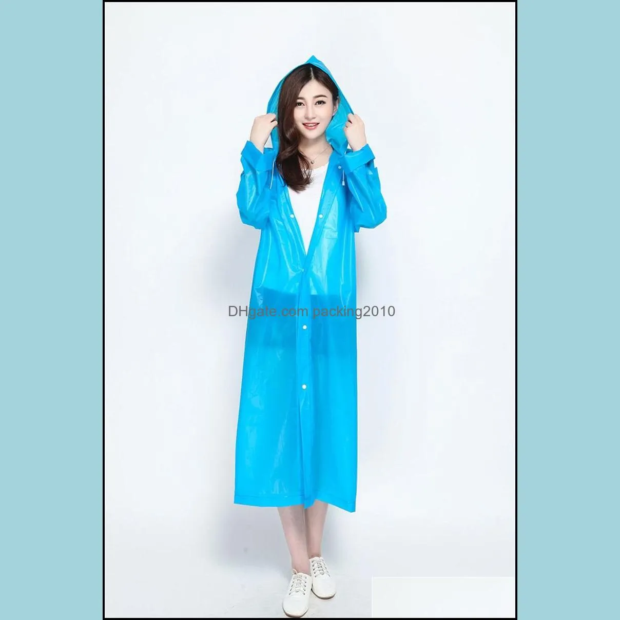loose hood raincoat with button transparent plastic eva waterproof unisex poncho rainwear breathable travel rain coat high quality 4 7yt