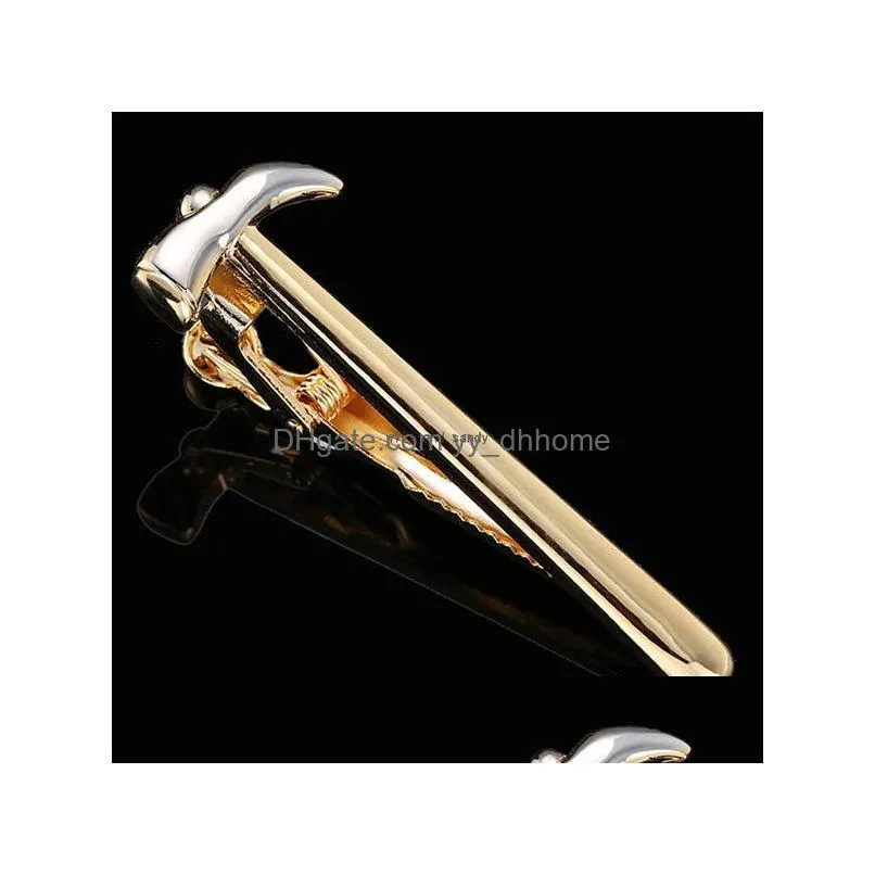 gold hammer scissor tie clips copper stripe shirts business suits dress enamel gold tie bar clasps neck links jewelry for men gift