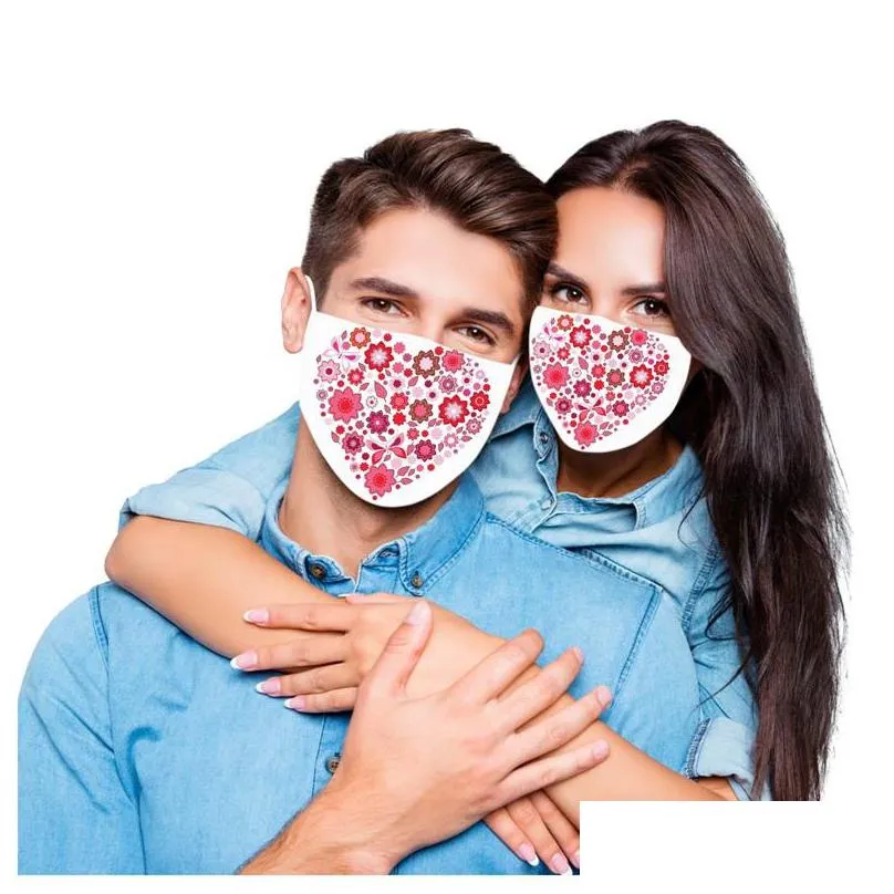 2021 valentines day masks printed couple facemask outdoor sports windproof dustproof mouth mask designer masks t9i00969 133 j2