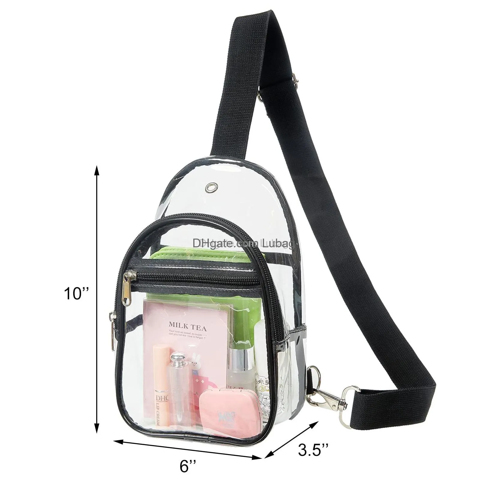 clear sling bag stadium approved small clear chest backpack clear crossbody chest bag for men women black