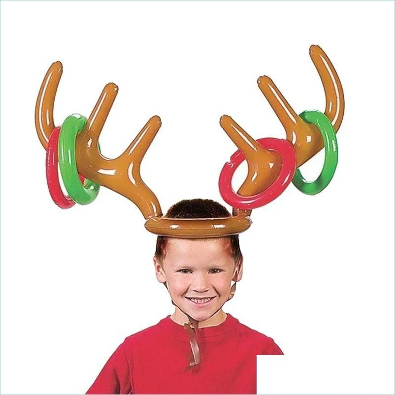 cartoon inflation cap reindeer antler hat for children christmas theme party decorations gift lovely shape oversize headgear toy 5 94zb