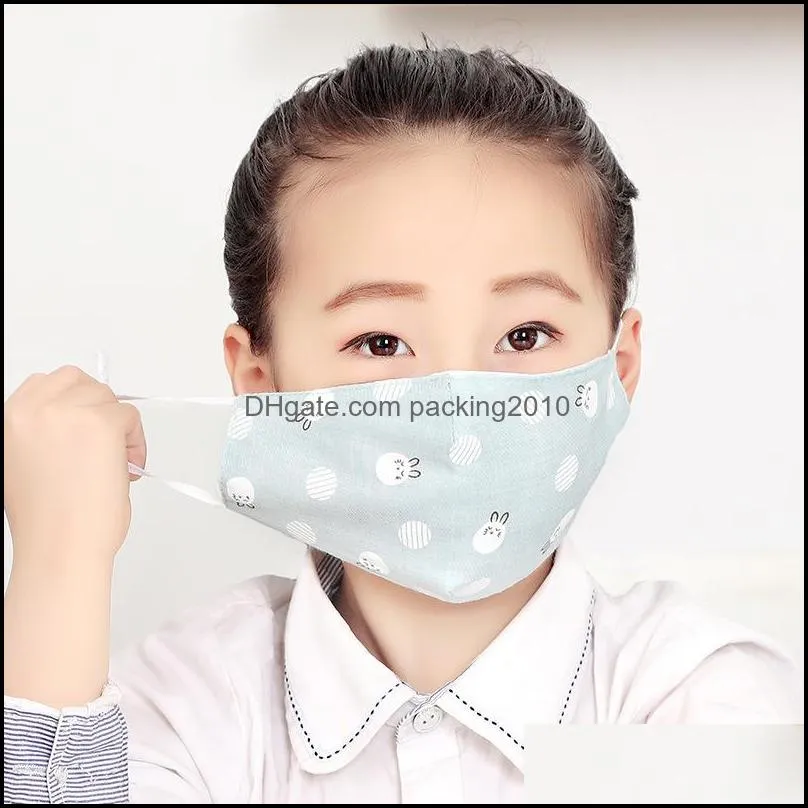 summer children face mouth masks rabbit pattern 2 layer anti droplet dust mask mascherine sun protective respirator light fabric 2 68ry