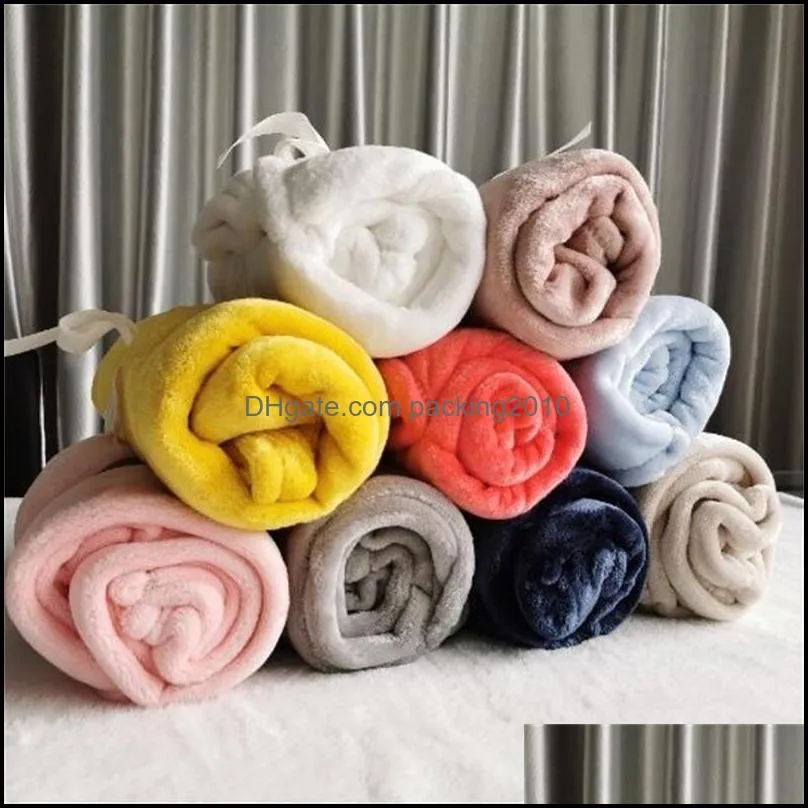 pure color flannel woollen blanket autumn and winter single office nap air conditioning blankets new 6 5lf j2