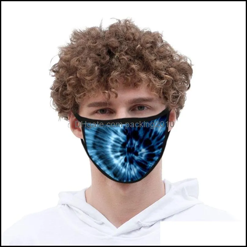 tie dyed gauze mask 3d ice silk cloth dustproof breathing mascarilla sport ski reusable washable hanging facemask fashion printing 2 2mld