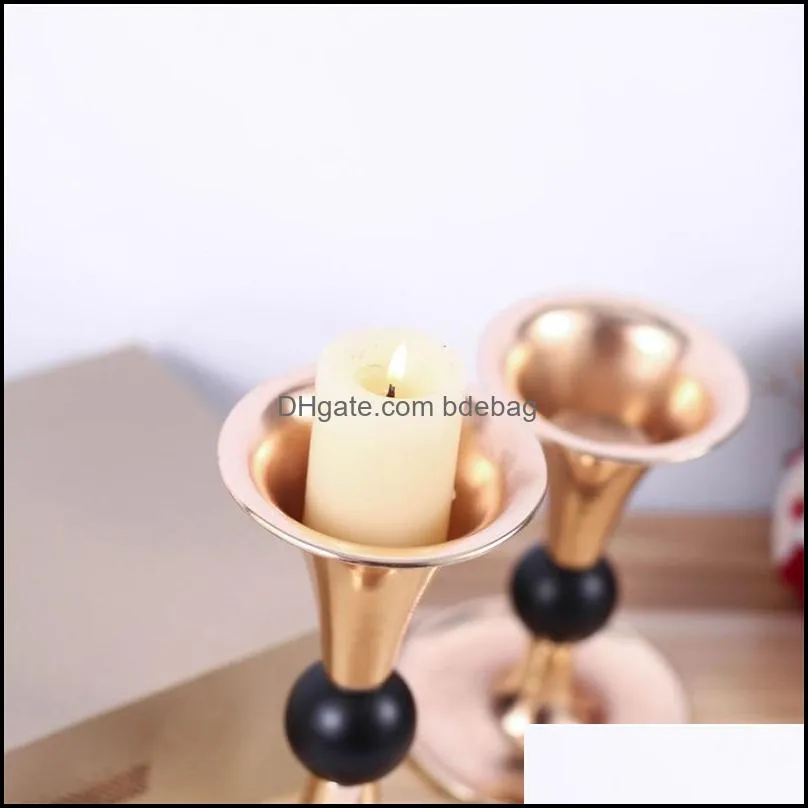 gold color candlestick articles celebration party decoration romantic black ball flower arrange organ wedding centerpieces candle article 18hs