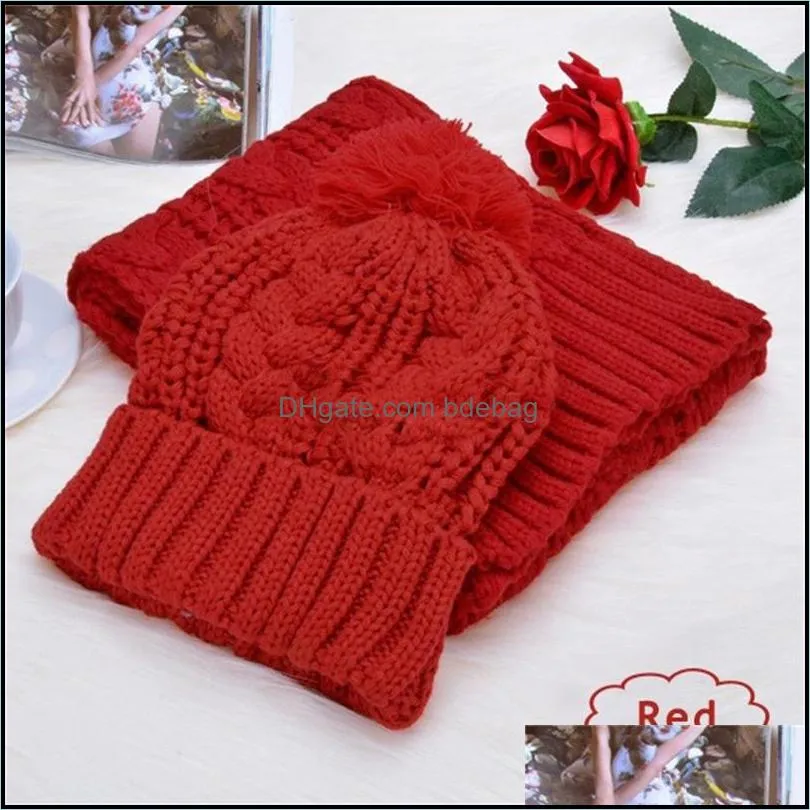 keep warm winter scarf women knitting hairy ball caps twist pattern windbreak cold proof 20dr f2